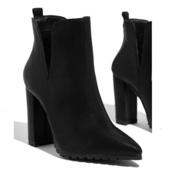 Black Lug Sole Ankle Bootie - Picture 6 of 8